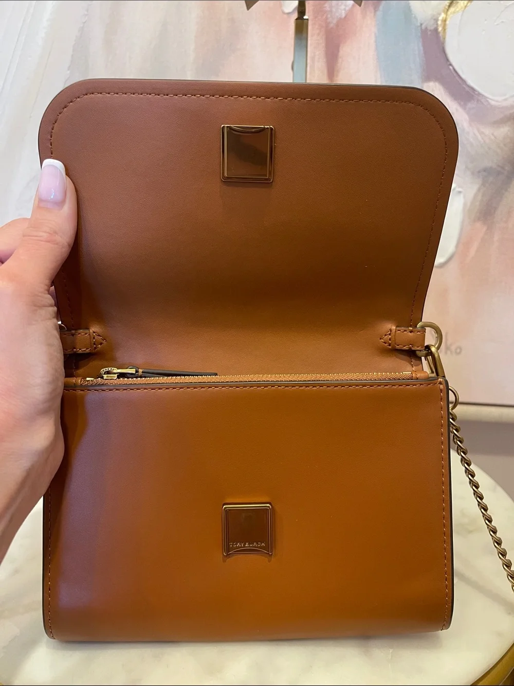 Tory Burch Tan Emerson Grommets Crossbody
